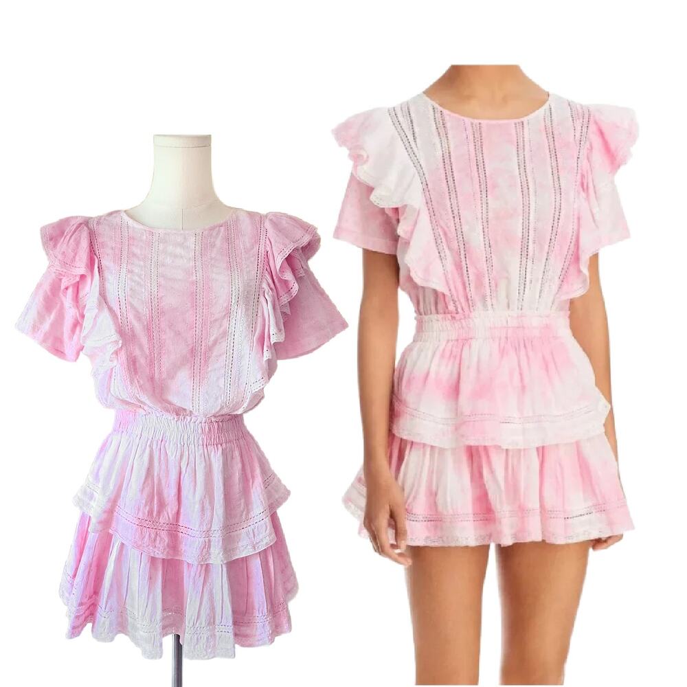 LoveShackFANCY Natasha Heritage Mini Dress Small Peony Pink Small Ruffled
